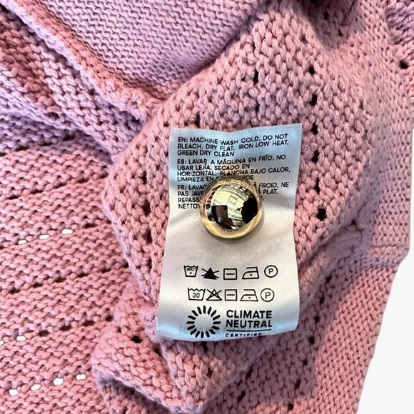 Reformation Charlotte Cardigan Sweater Pink Cotton Gold Buttons Size Large L - Picture 10 of 10